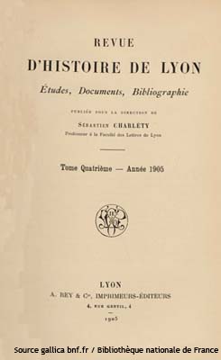 1905.Revue dhistoire de Lyon