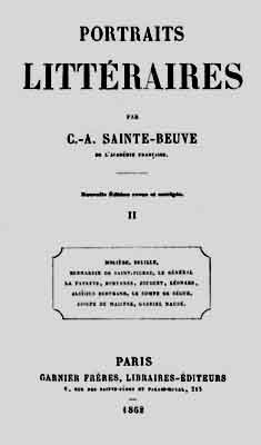 1862 sainte beuve portraits litteraires