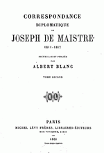 maistre corresp diplo