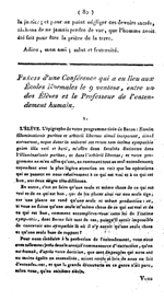 précis d’une conférence publique entre un élève des Ecoles Normales et le Professeur Garat. precisduneconf